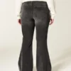 High-Rise Washed Black Flare Jeans