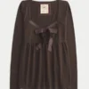 Holiday Vault Release Easy Satin Tie-Front Knit Babydoll Top