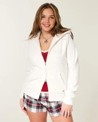 Holiday Vault Release Sherpa-Lined Zip-Up Logo Graphic Hoodie