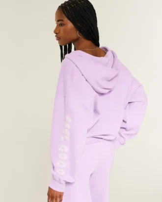 Hollister Feel Good Graphic Easy Zip-Up Hoodie