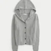Hooded Faux Fur Trim Cardigan Hooded Faux Fur Trim Cardigan