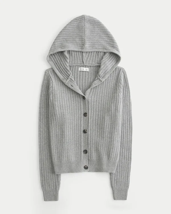 Hooded Faux Fur Trim Cardigan Hooded Faux Fur Trim Cardigan