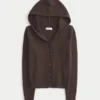 Hooded Faux Fur Trim Cardigan Hooded Faux Fur Trim Cardigan