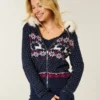 Hooded Faux Fur trim Fair Isle Zip-Up Sweater Hooded Faux Fur trim Fair Isle Zip-Up Sweater