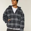 Hooded Plaid Flannel Skater Jacket