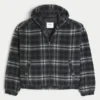 Hooded Plaid Flannel Skater Jacket