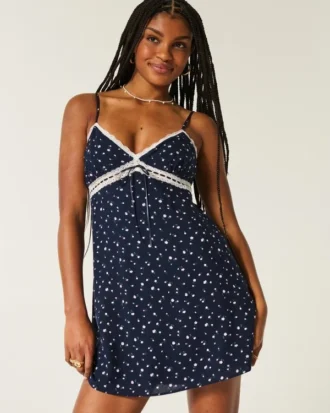 Lace Detail Slip Mini Dress
