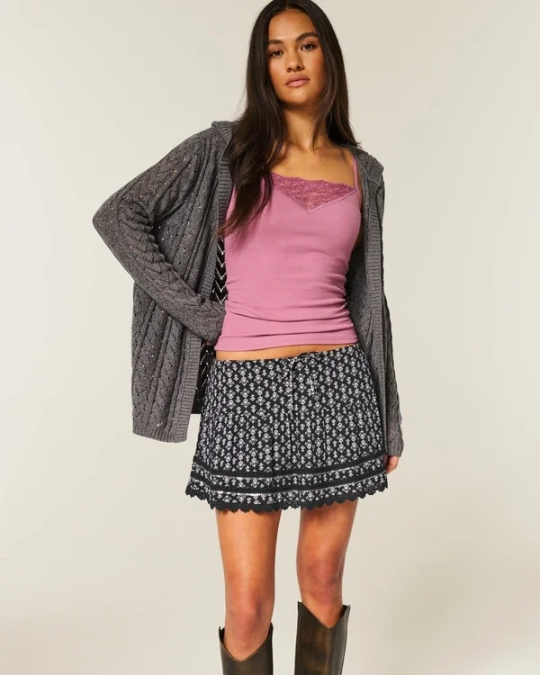 Lace Hem Mini Skort Lace Hem Mini Skort