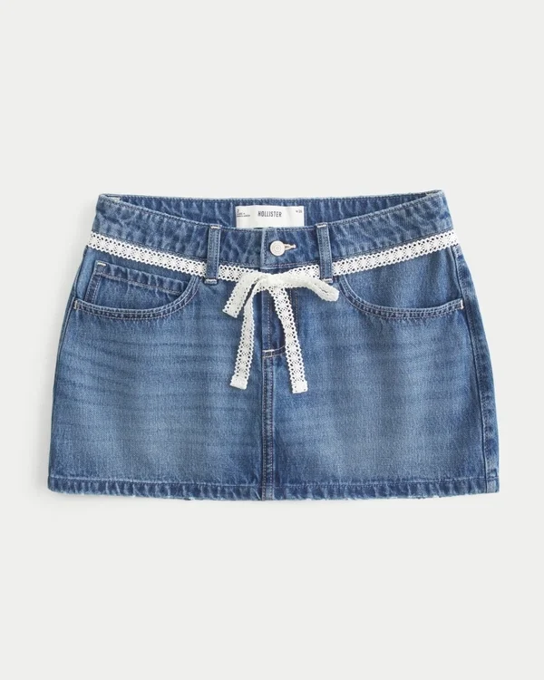 Lace Tie Denim Mini Skort Lace Tie Denim Mini Skort