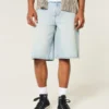 Light Wash Dice Graphic Super Baggy Denim Shorts Light Wash Dice Graphic Super Baggy Denim Shorts