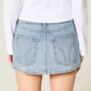 Light Wash Studded Denim Mini Skort Light Wash Studded Denim Mini Skort