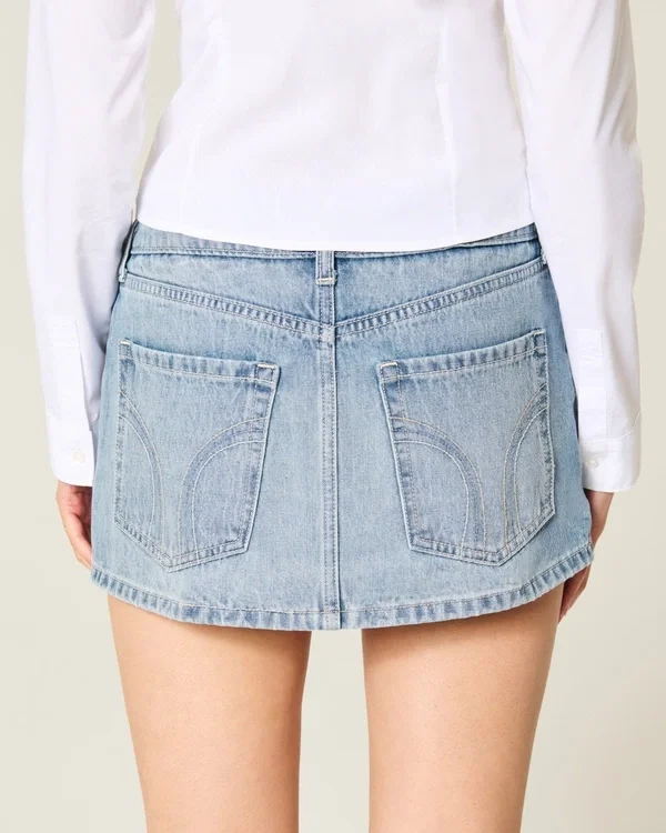 Light Wash Studded Denim Mini Skort Light Wash Studded Denim Mini Skort
