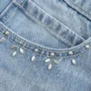 Light Wash Studded Denim Mini Skort Light Wash Studded Denim Mini Skort