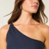 Linen-Blend Asymmetrical Mini Dress
