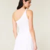 Linen-Blend Asymmetrical Mini Dress