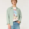 Linen-Blend Button-Through Shirt