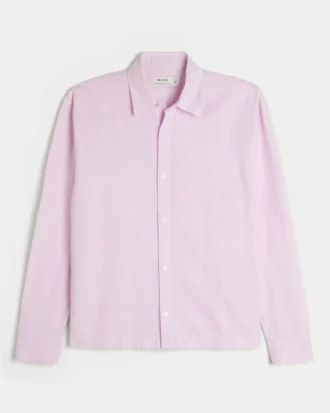 Linen-Blend Button-Through Shirt