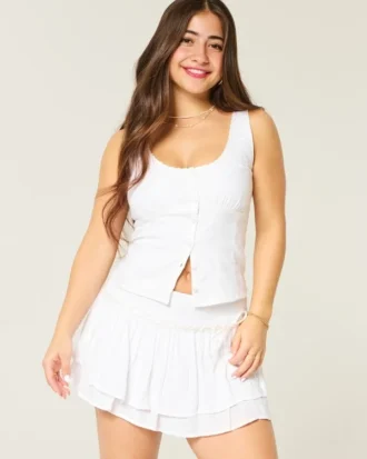 Linen Blend Button-Through Top
