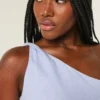Linen-Blend One-Shoulder Top