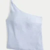 Linen-Blend One-Shoulder Top