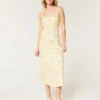 Linen-Blend Open Back Slip Midi Dress Linen-Blend Open Back Slip Midi Dress