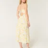 Linen-Blend Open Back Slip Midi Dress Linen-Blend Open Back Slip Midi Dress