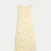 Linen-Blend Open Back Slip Midi Dress Linen-Blend Open Back Slip Midi Dress