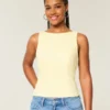 Linen-Blend Open-Back Top