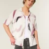 Linen-Blend Short-Sleeve Pattern Shirt