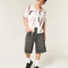 Linen-Blend Short-Sleeve Pattern Shirt