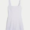 Linen-Blend Structured Mini Dress