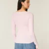 Long-Sleeve Lace Trim Top