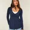 Long-Sleeve Pinch Bust Babydoll Top