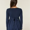 Long-Sleeve Pinch Bust Babydoll Top
