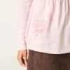 Long-Sleeve Pinch Bust Graphic Babydoll Top
