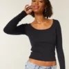 Long-Sleeve Scoop Top