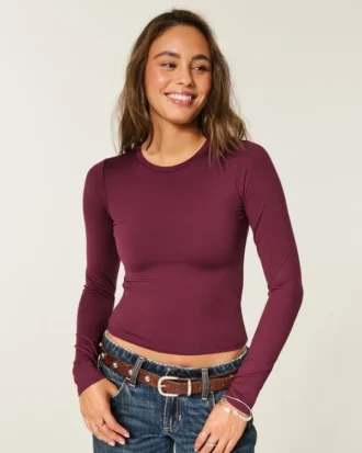 Long-Sleeve Seamless Fabric Crew Baby Tee