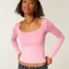 Long-Sleeve Seamless Fabric Scoop Baby Tee