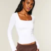Long-Sleeve Seamless Fabric Square-Neck Baby Tee
