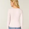 Long-Sleeve Seamless Fabric Square-Neck Baby Tee