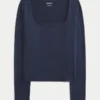 Long-Sleeve Seamless Fabric Square-Neck Baby Tee