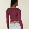Long-Sleeve Seamless Fabric Wrap Top