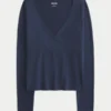 Long-Sleeve Seamless Fabric Wrap Top