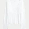 Long-Sleeve Seamless Fabric Wrap Top
