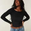 Long-Sleeve Slash-Neck Top