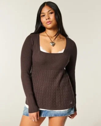 Long-Sleeve Square-Neck Babydoll