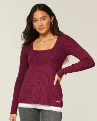 Long-Sleeve Square-Neck Babydoll