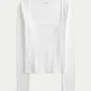 Long-Sleeve Square-Neck Top