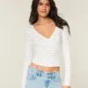 Long-Sleeve Wrap V-Neck Top
