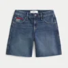 Low-Rise Dark Wash American Flag Graphic Baggy Jort Low-Rise Dark Wash American Flag Graphic Baggy Jort